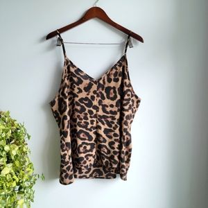 Shein Curve Leopard Spaghetti Strap Tank - Size US 2XL